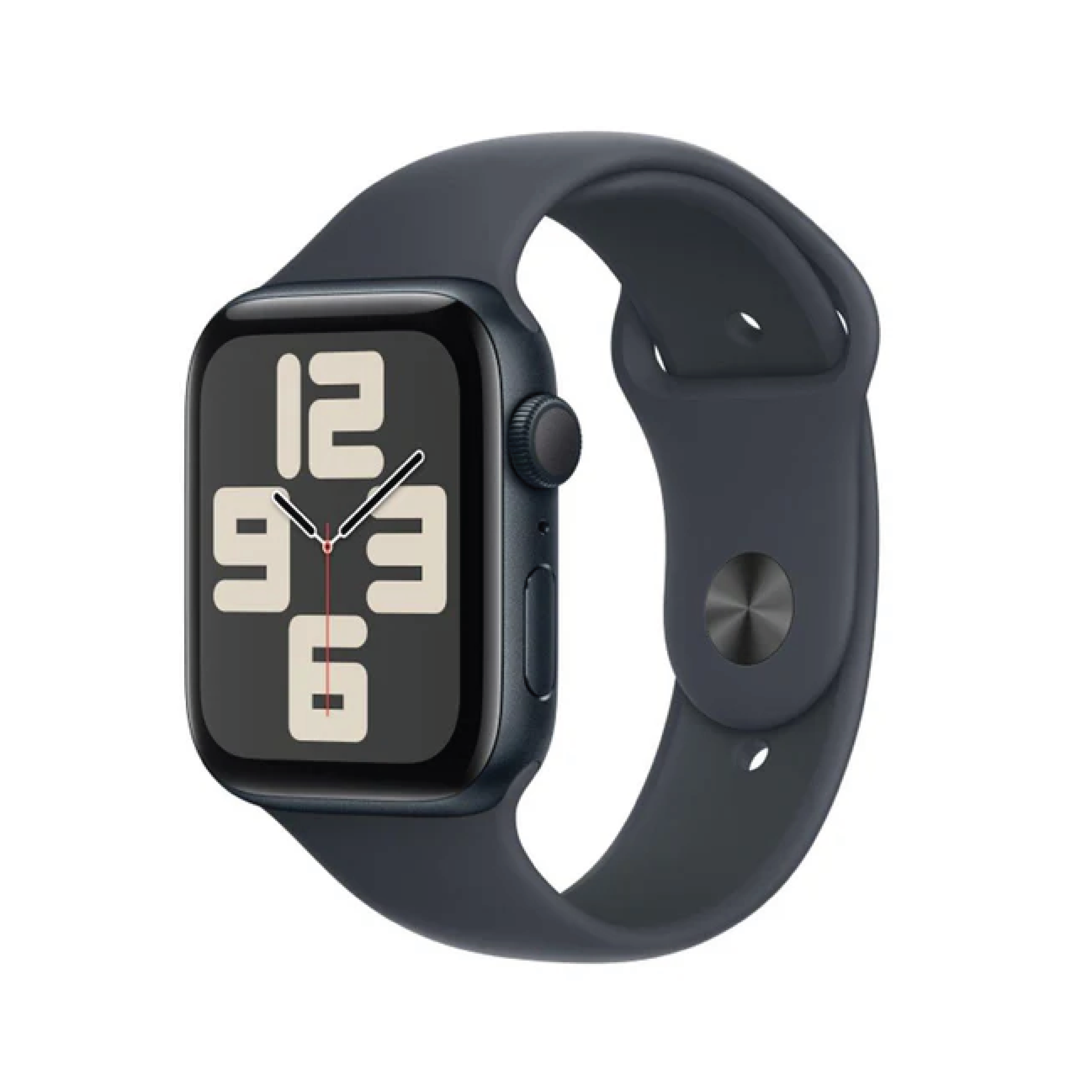 ساعة Apple SE - GPS + Cellular - مقاس 40 ملم - بهيكل من الألومنيوم بلون Midnight مع سوار رياضي بلون Midnight مقاس M/L