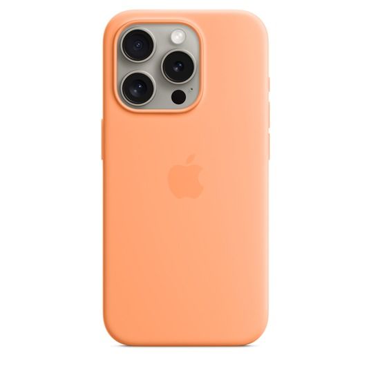 Apple iPhone 15 Pro Max Silicone Case with MagSafe - Orange Sorbet | MT1W3