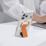 Asli Global MagTrox Gravitas Transparent MagSafe Case with Leather Grip for iPhone 17 Pro Max | Orange Titanium