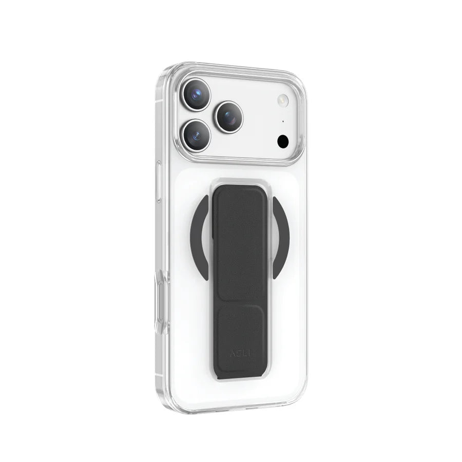 كڤر حماية شفاف MagTrox Gravitas من أسلي جلوبال متوافق مع MagSafe مع مسكة جلد أنيقة لهاتف iPhone 17 Pro Max 
