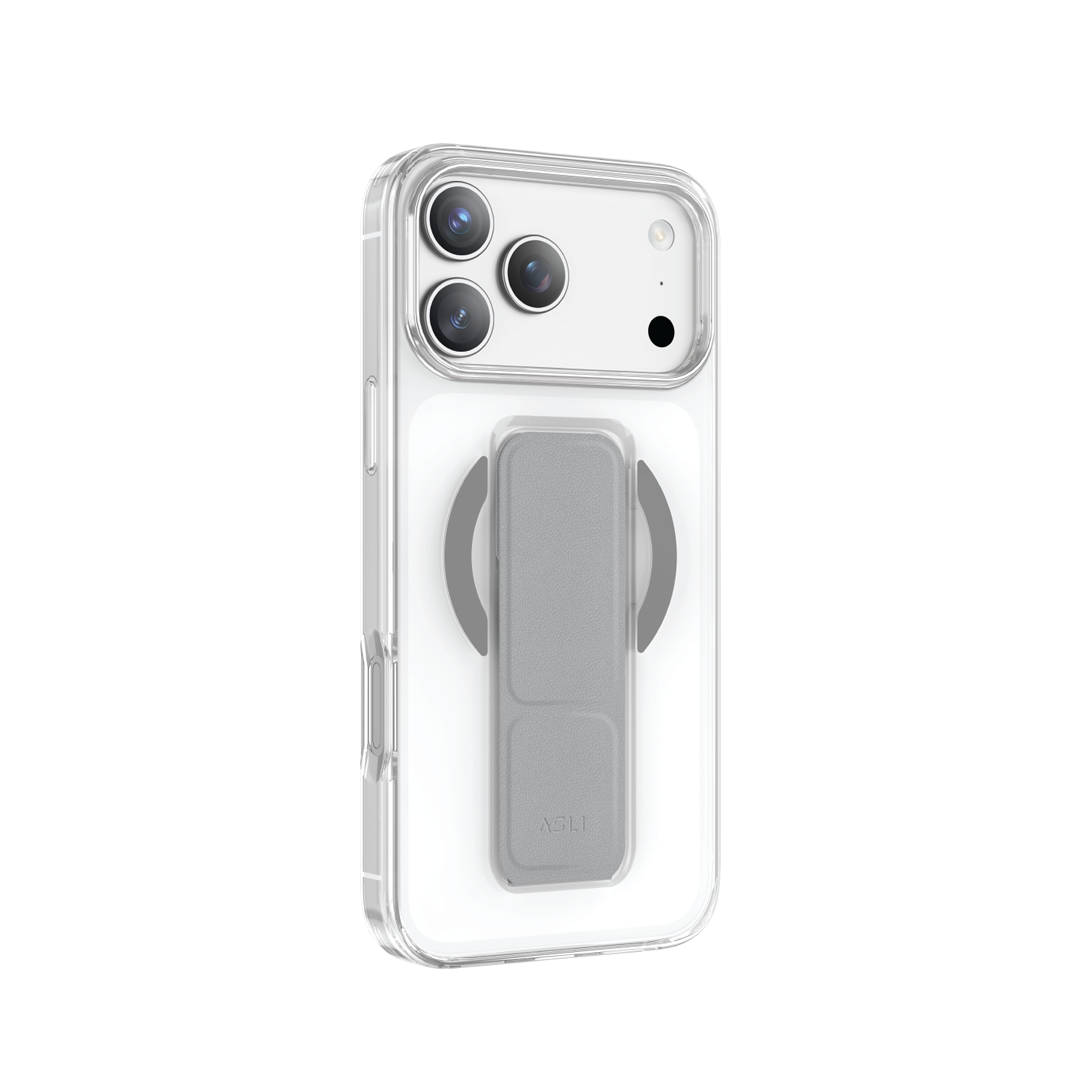 Asli Global MagTrox Gravitas Transparent MagSafe Case with Leather Grip for iPhone 17 Pro Max | Natural Titanium