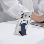 Asli Global MagTrox Gravitas Transparent with Leather Grip MagSafe Case for iPhone 17 Pro | Blue Titanium