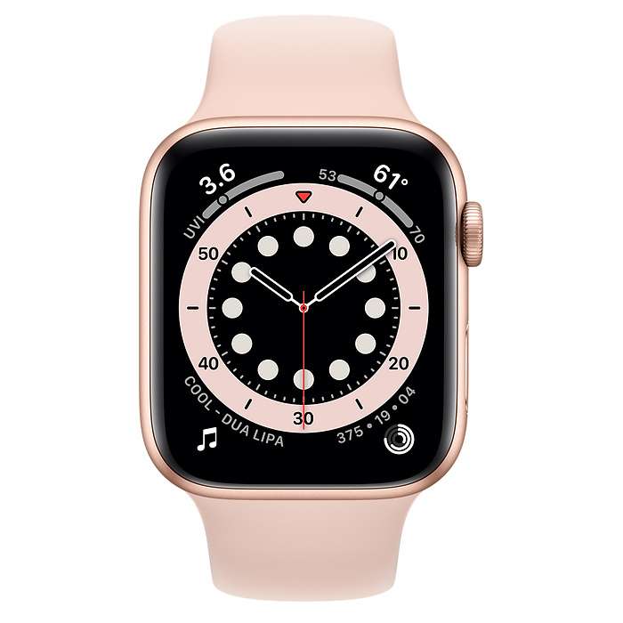 Apple Watch Series 6 GPS, 44mm Gold Aluminium Case with Pink Sand Sport Band - Regular