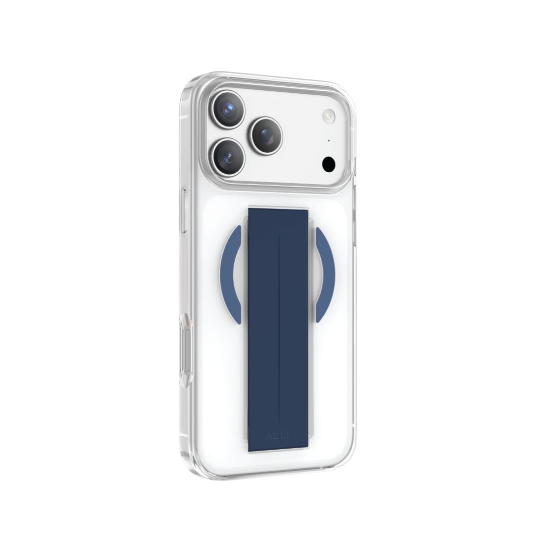Asli Global MagTrox Siliox Grip Transparent MagSafe Case for iPhone 17 Pro Max | Blue Titanium