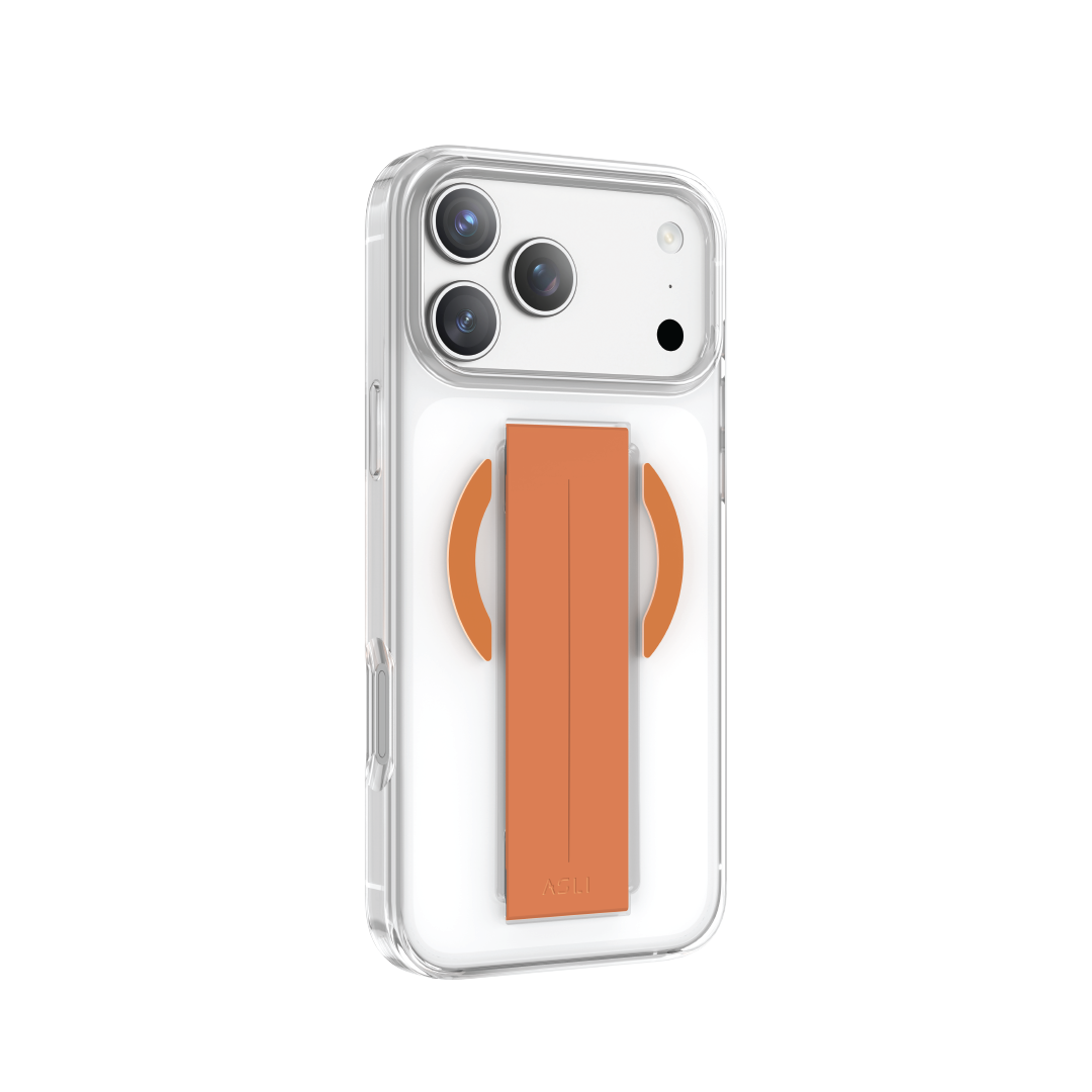 Asli Global MagTrox Siliox Grip Transparent MagSafe Case for iPhone 17 Pro Max | Orange Titanium