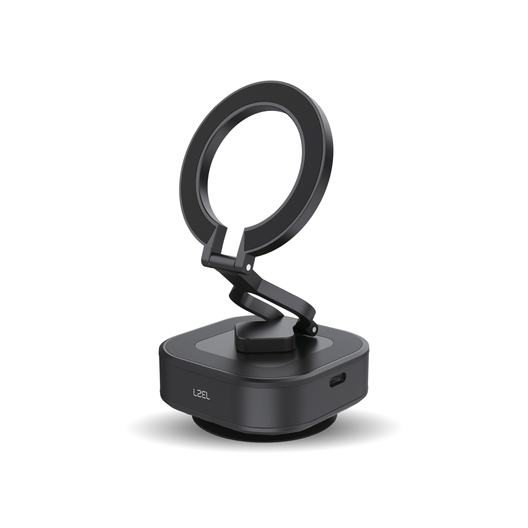 Lzel Magnavas Mount Vacuum Suction Cup Phone Holder 360 Rotation Robust Magnetic Grip | Black