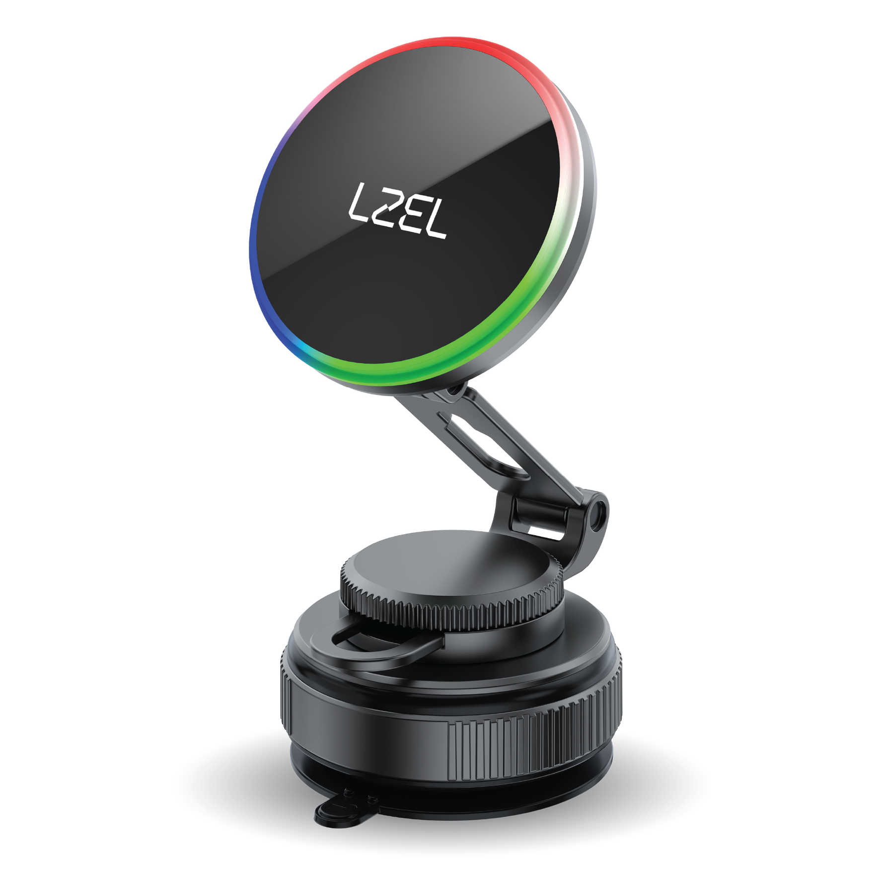 حامل هاتف مغناطيسي Mag Vortex Volt Vacuum Suction مع شحن لاسلكي من LZEL | أسود