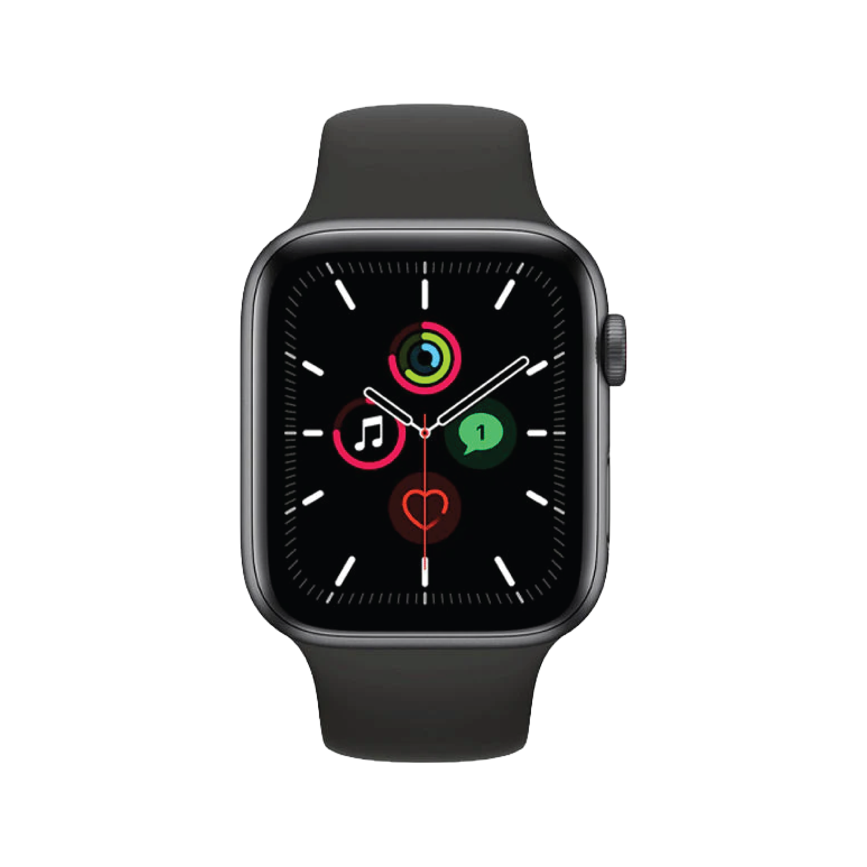 Apple Watch SE GPS + Cellular, 44mm Space Gray Aluminium Case with Black Sport Band - Regular
