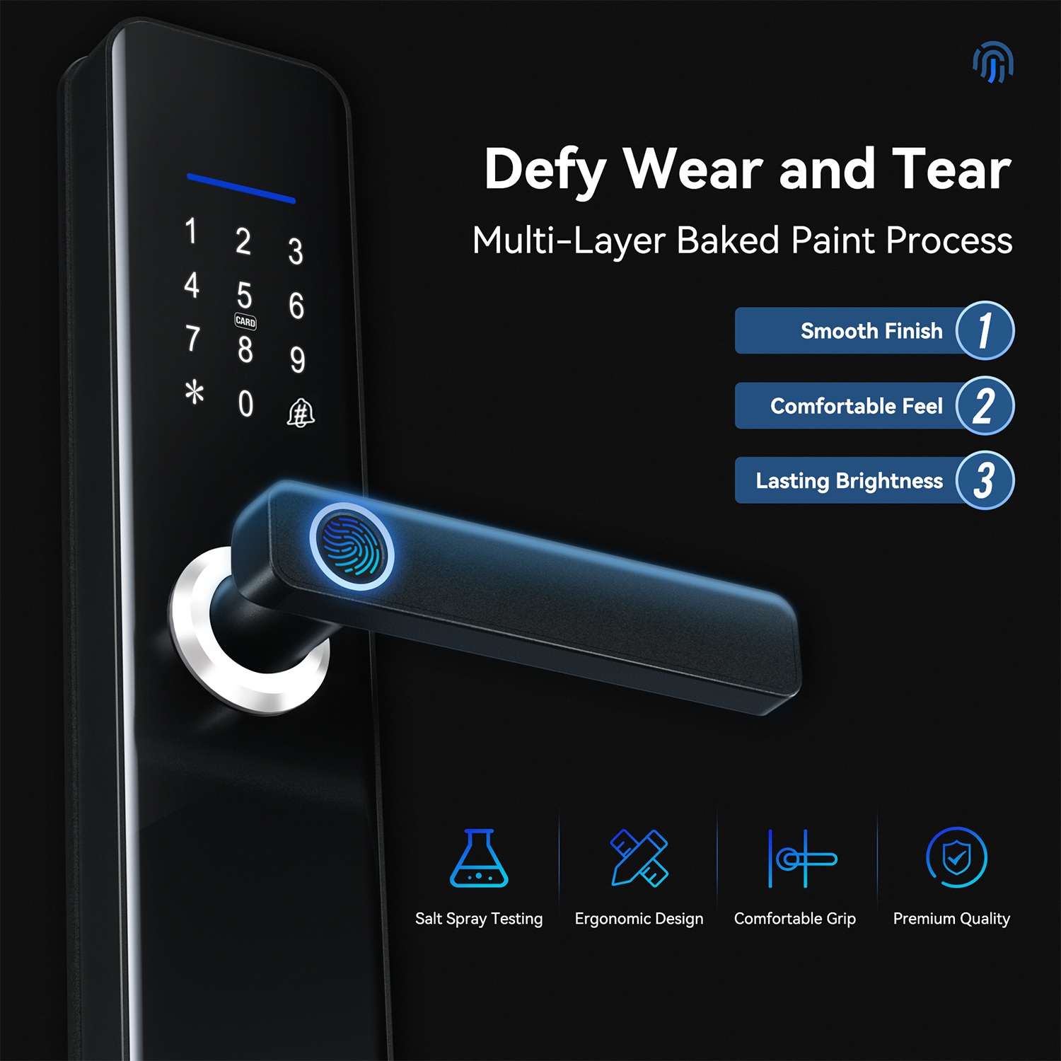 LZEL ZYNTRA Smart Door Lock with Alarm & Tuya App Control | Black