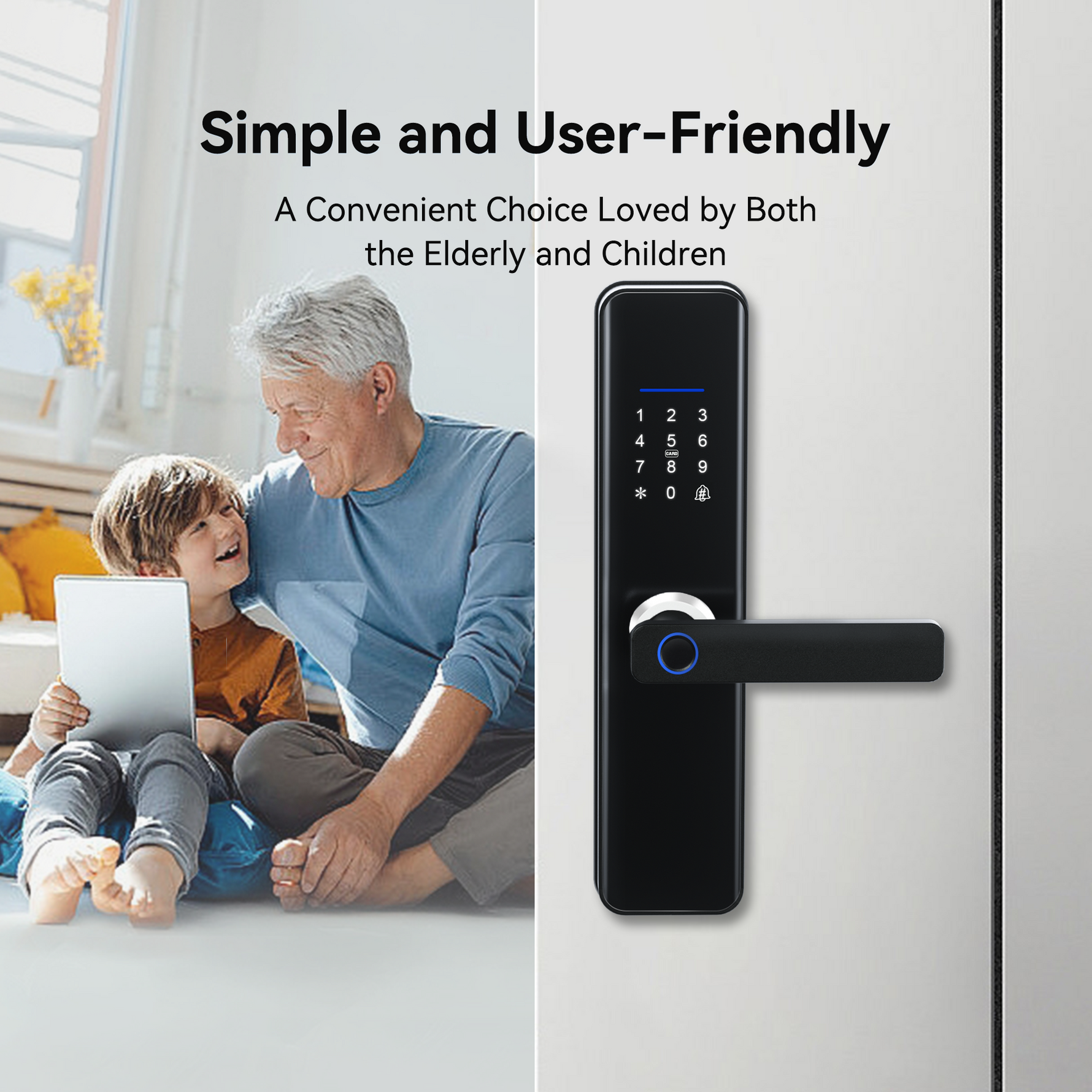 LZEL ZYNTRA Smart Door Lock with Alarm & Tuya App Control | Black