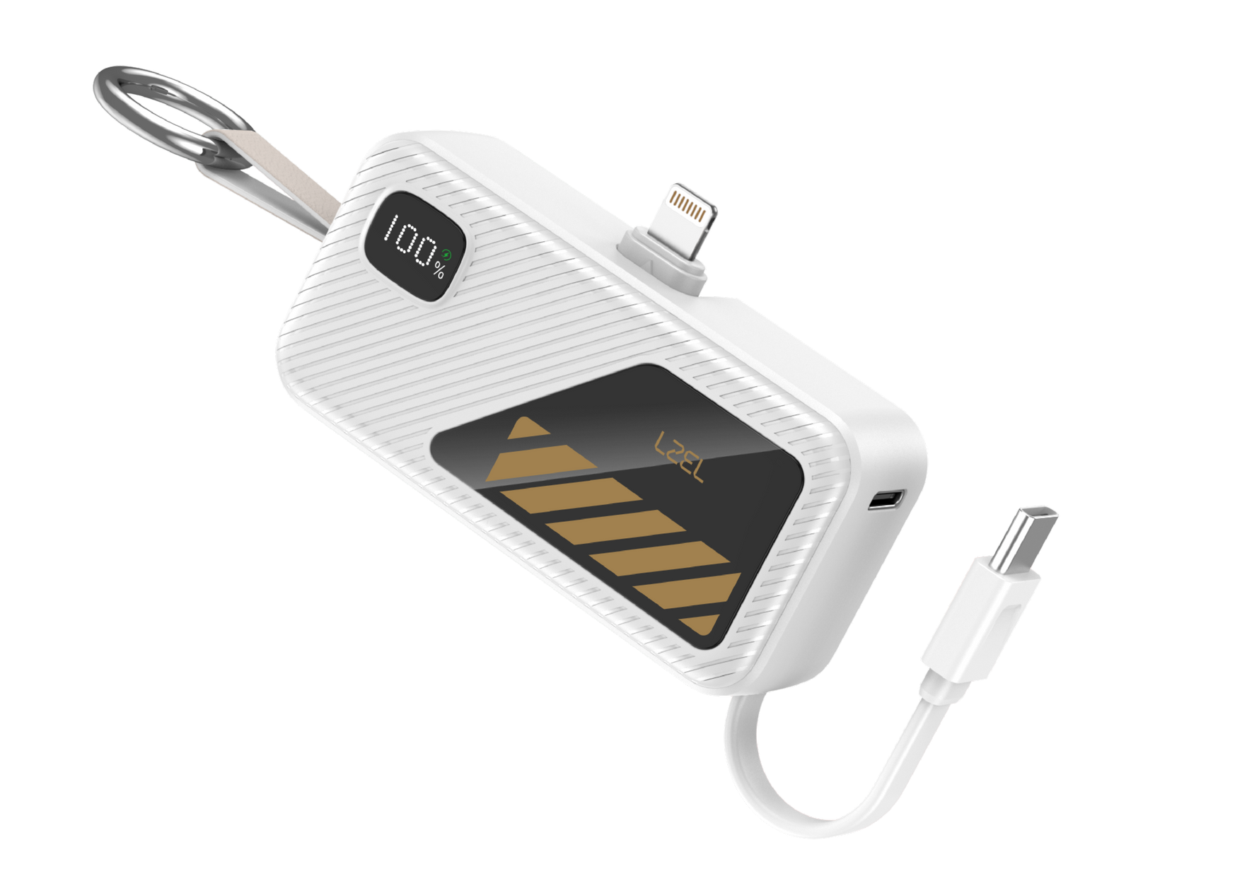 LZEL NanoFlux Charger Mini – 5,000mAh PD Lightning Power Bank with Built-in Type-C Cable