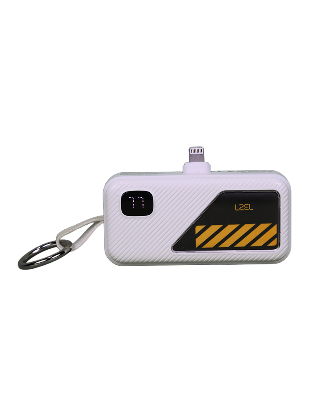 LZEL NanoFlux Charger Mini – 5,000mAh PD Lightning Power Bank with Built-in Type-C Cable | White