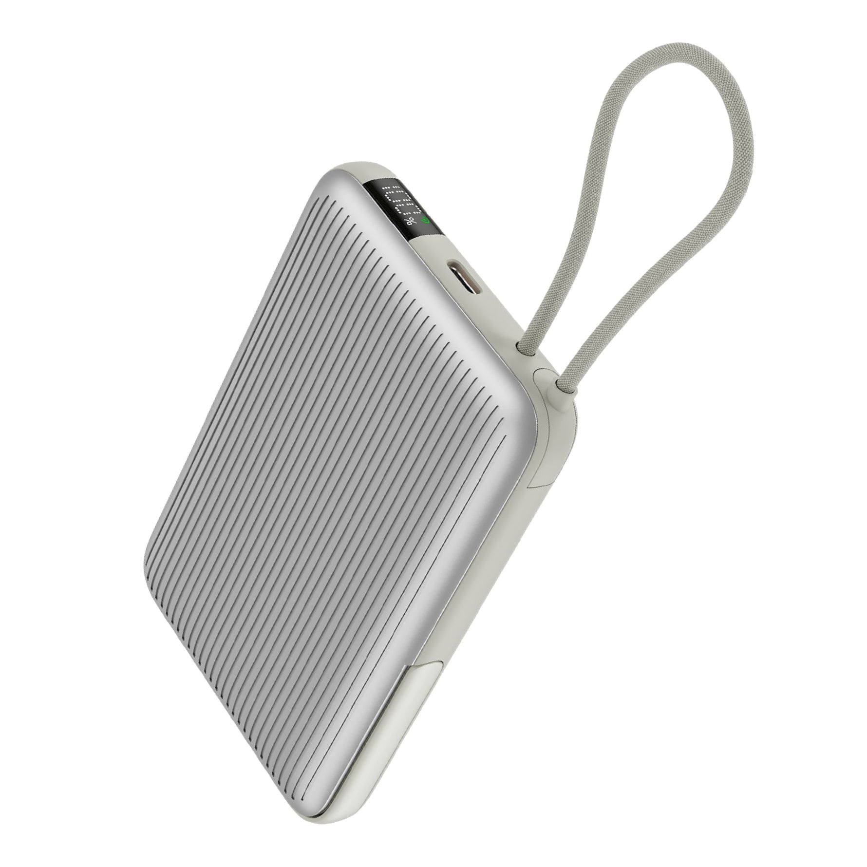 Neurode Mag  بطارية شحن متنقلة محمولة من ليزل PD بسعة 10,000 مللي أمبير بقوة 20 واط متوافق مع  MagSafe مع كيبل مدمج | فضي