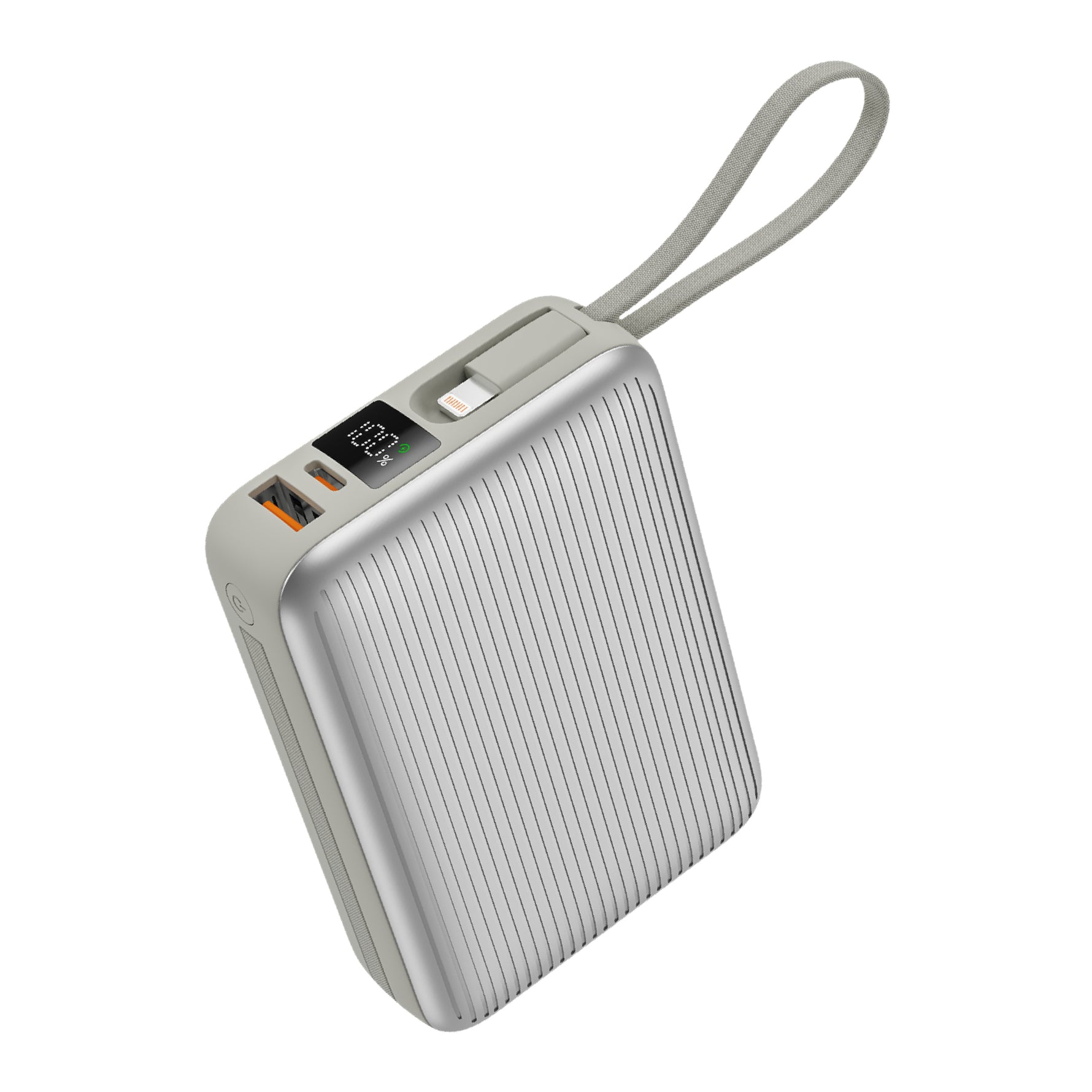 Neurode Sync  بطارية شحن متنقلة محمولة من ليزل PD بسعة 20,000 مللي أمبير بقوة 22.5 واط مع كيبل مدمج | فضي