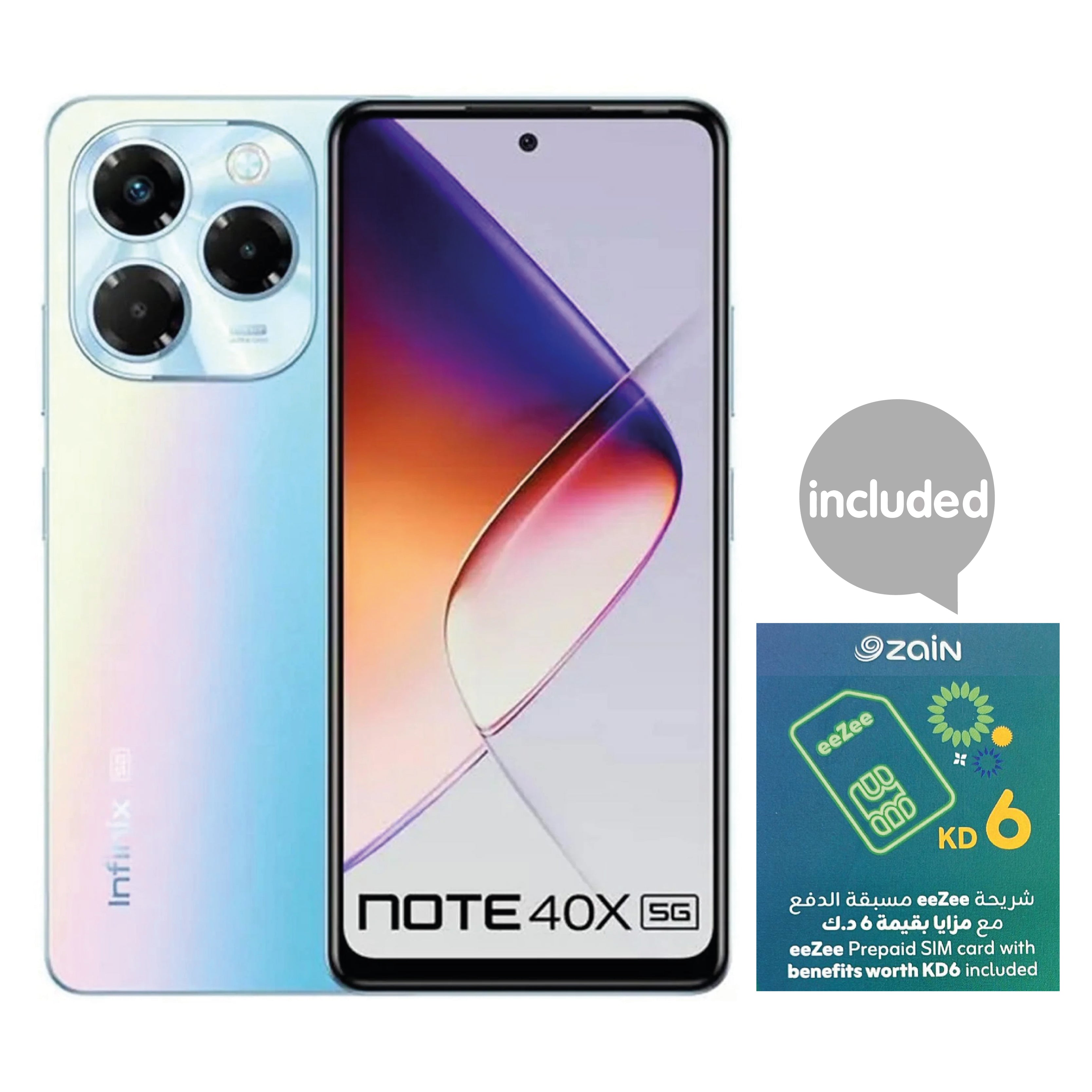 Infinix Note 40X 5G - 256GB - 8GB RAM - 6.78 inch - Blue With Line Zain eeZee Prepaid Sim Card