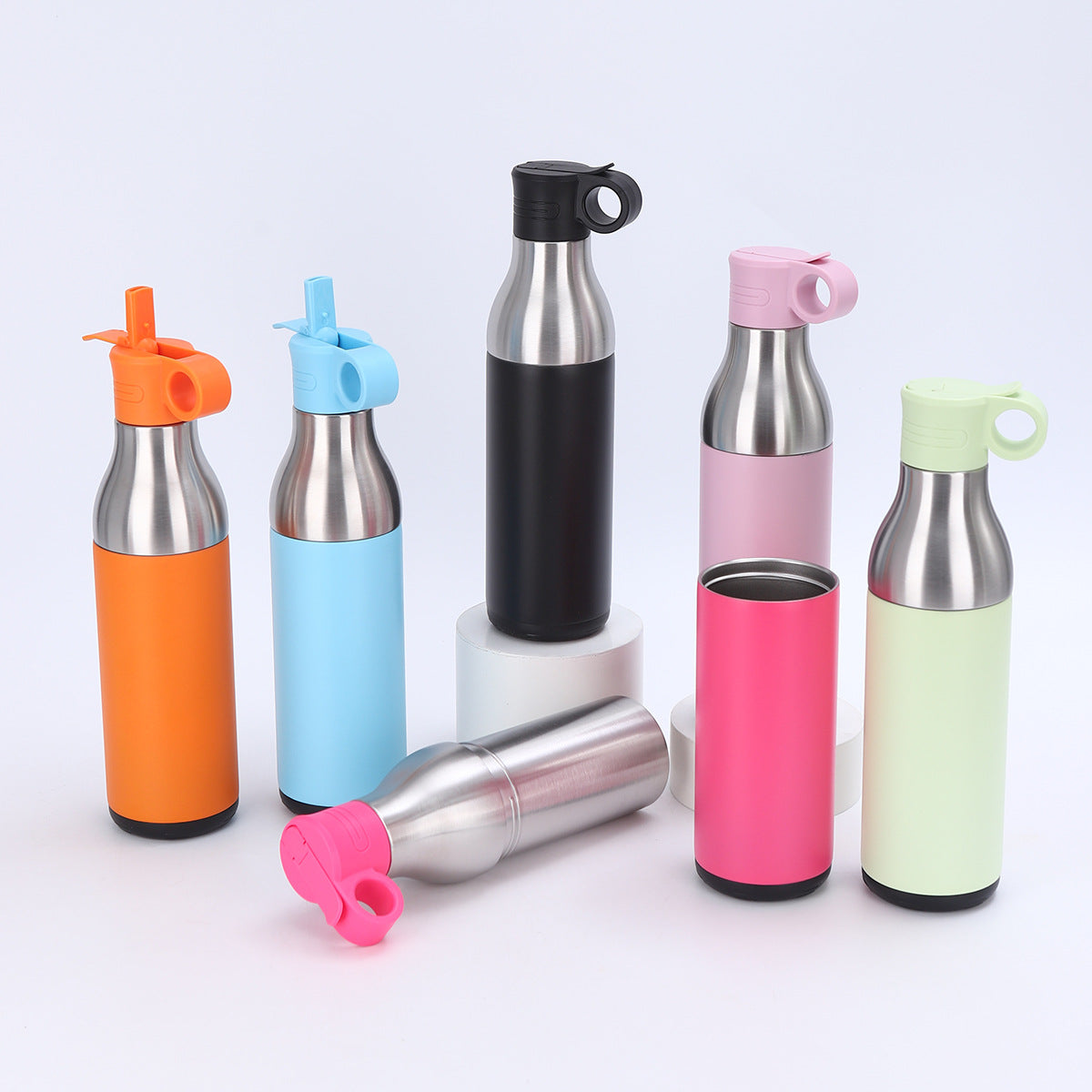 LZEL Natura Elva Vacuum Bottle Dual 400 mL + 400 mL | Hot Pink Aluminum