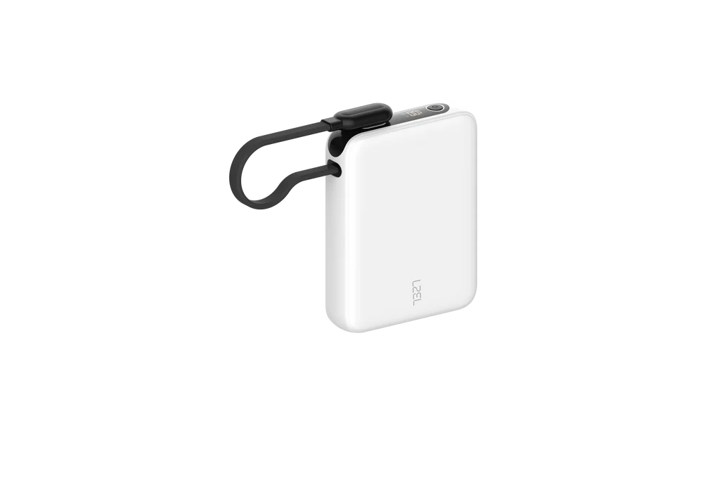 LZEL PrimeBrio 10K Mini PD Power Bank – 10000mAh, 30W, Built-in Type-C Cable