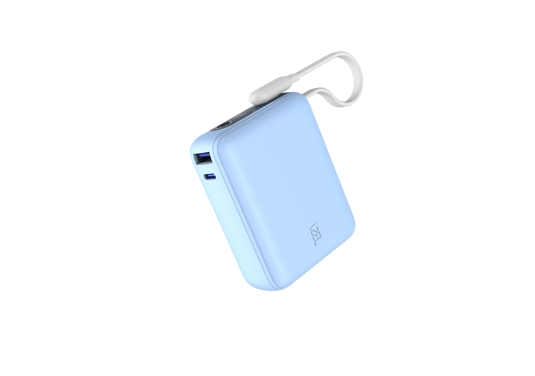LZEL PrimeBrio 10K Mini PD Power Bank – 10000mAh, 30W, Built-in Type-C Cable | Light Blue