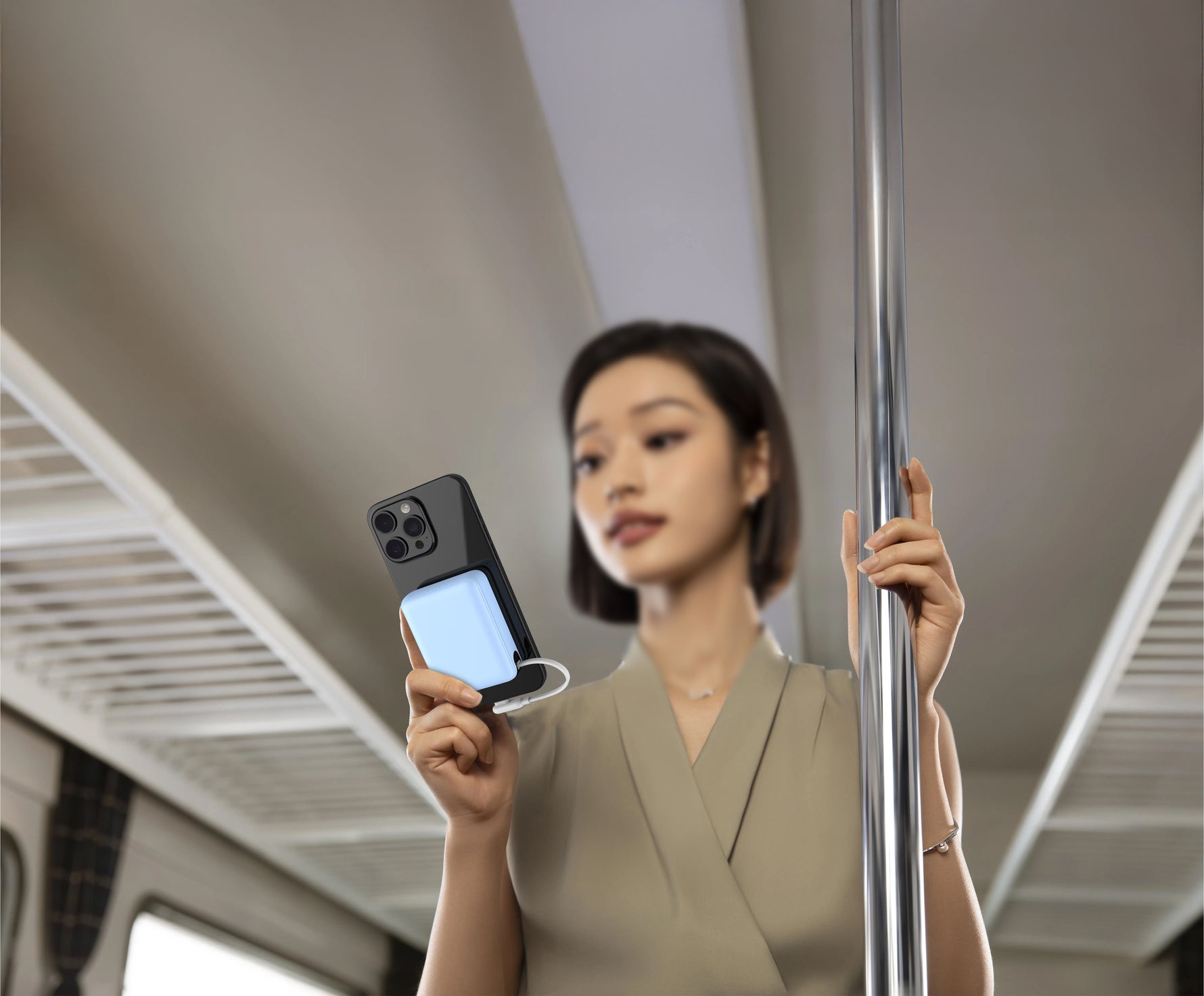 LZEL PrimeBrio 10K Mini PD Power Bank – 10000mAh, 30W, Built-in Type-C Cable | Light Blue