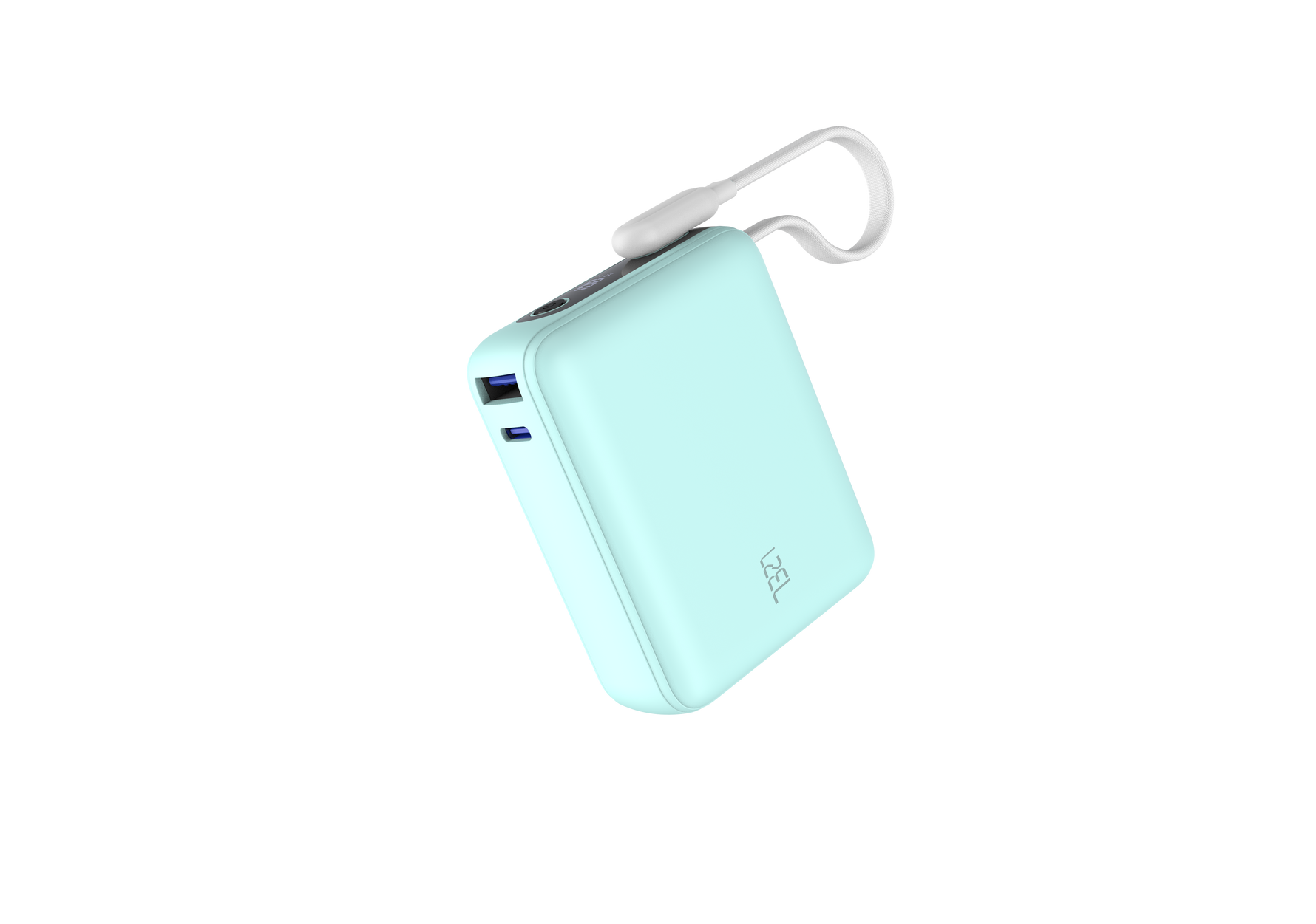 LZEL PrimeBrio 10K Mini PD Power Bank – 10000mAh, 30W, Built-in Type-C Cable | Light Green