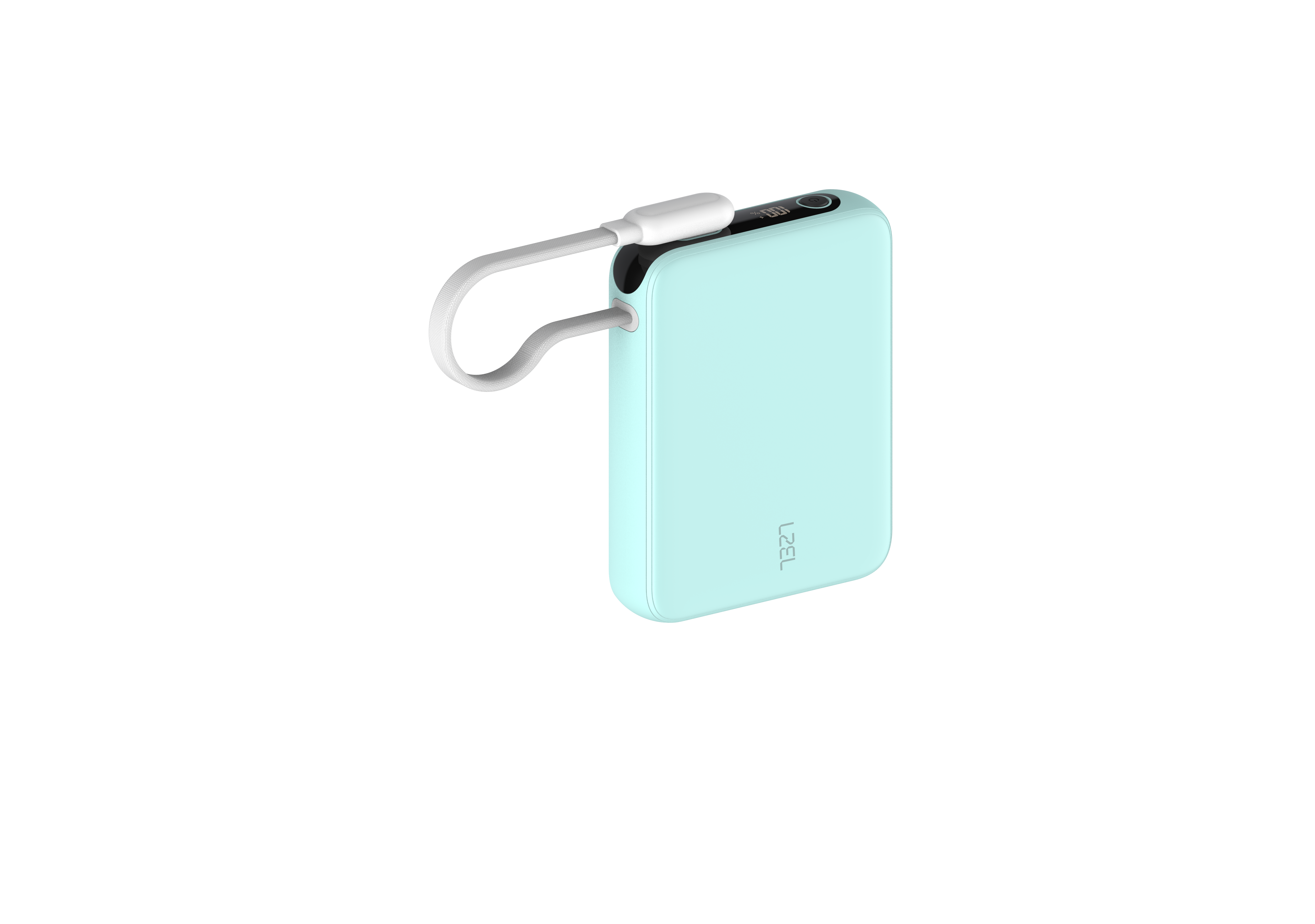 LZEL PrimeBrio 10K Mini PD Power Bank – 10000mAh, 30W, Built-in Type-C Cable | Light Green