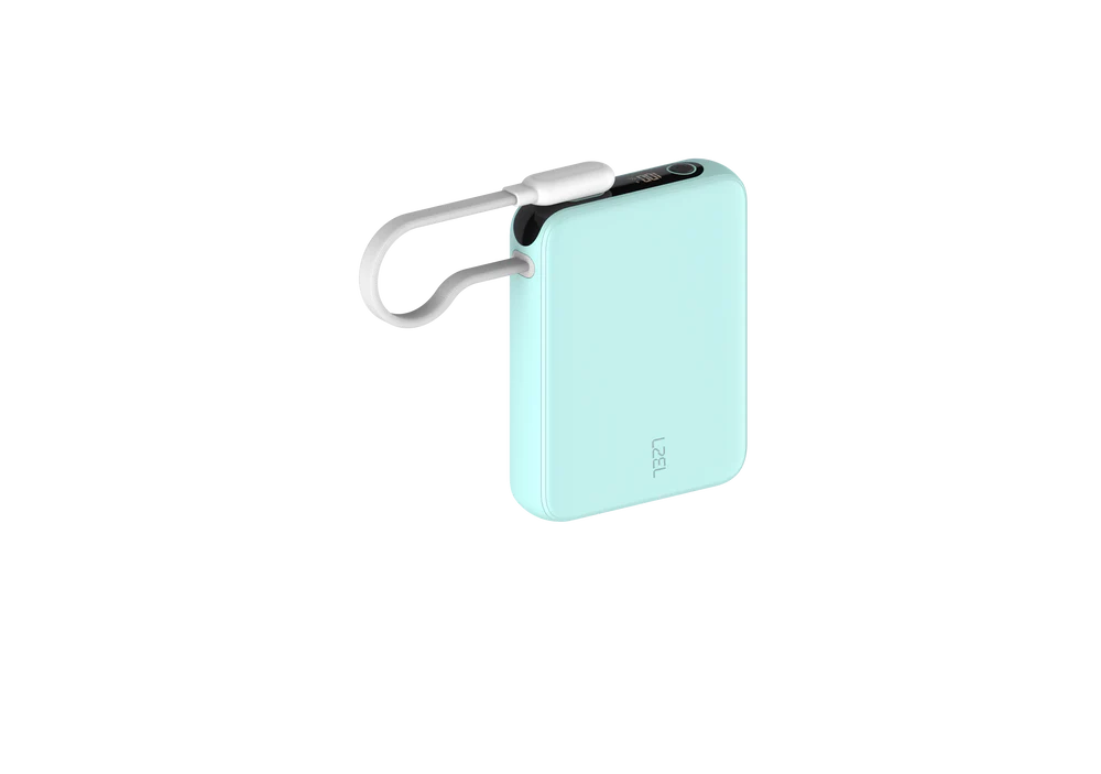 LZEL PrimeBrio 10K Mini PD Power Bank – 10000mAh, 30W, Built-in Type-C Cable
