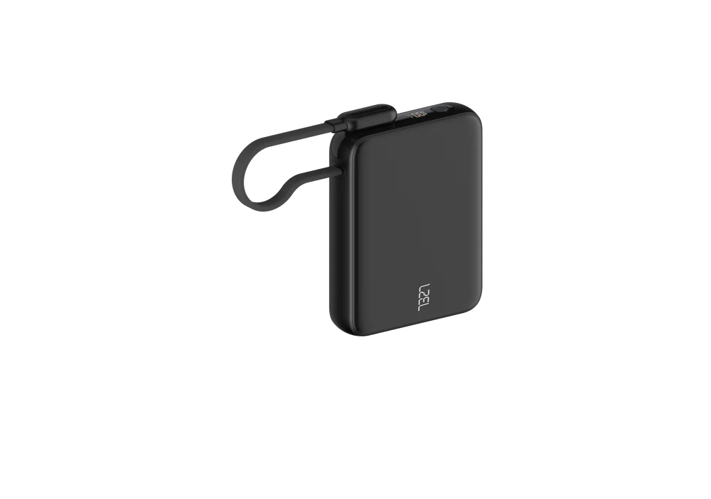 LZEL PrimeBrio 10K Mini PD Power Bank – 10000mAh, 30W, Built-in Type-C Cable