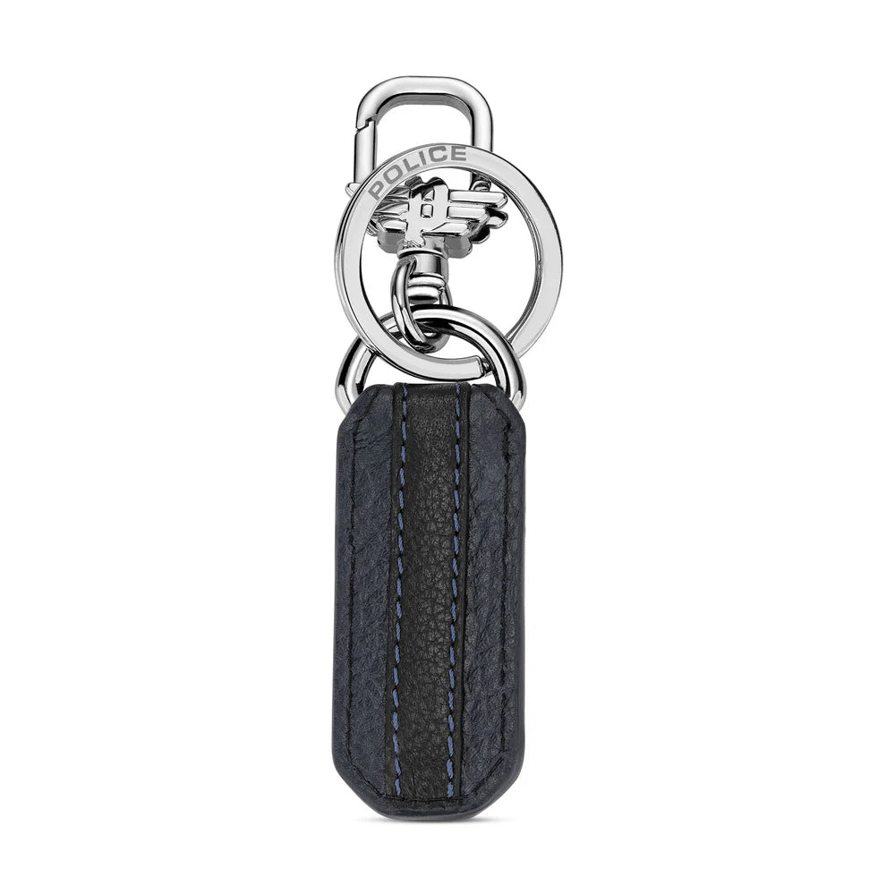 Police Avon Mens Keyring in Leather Navy Blue