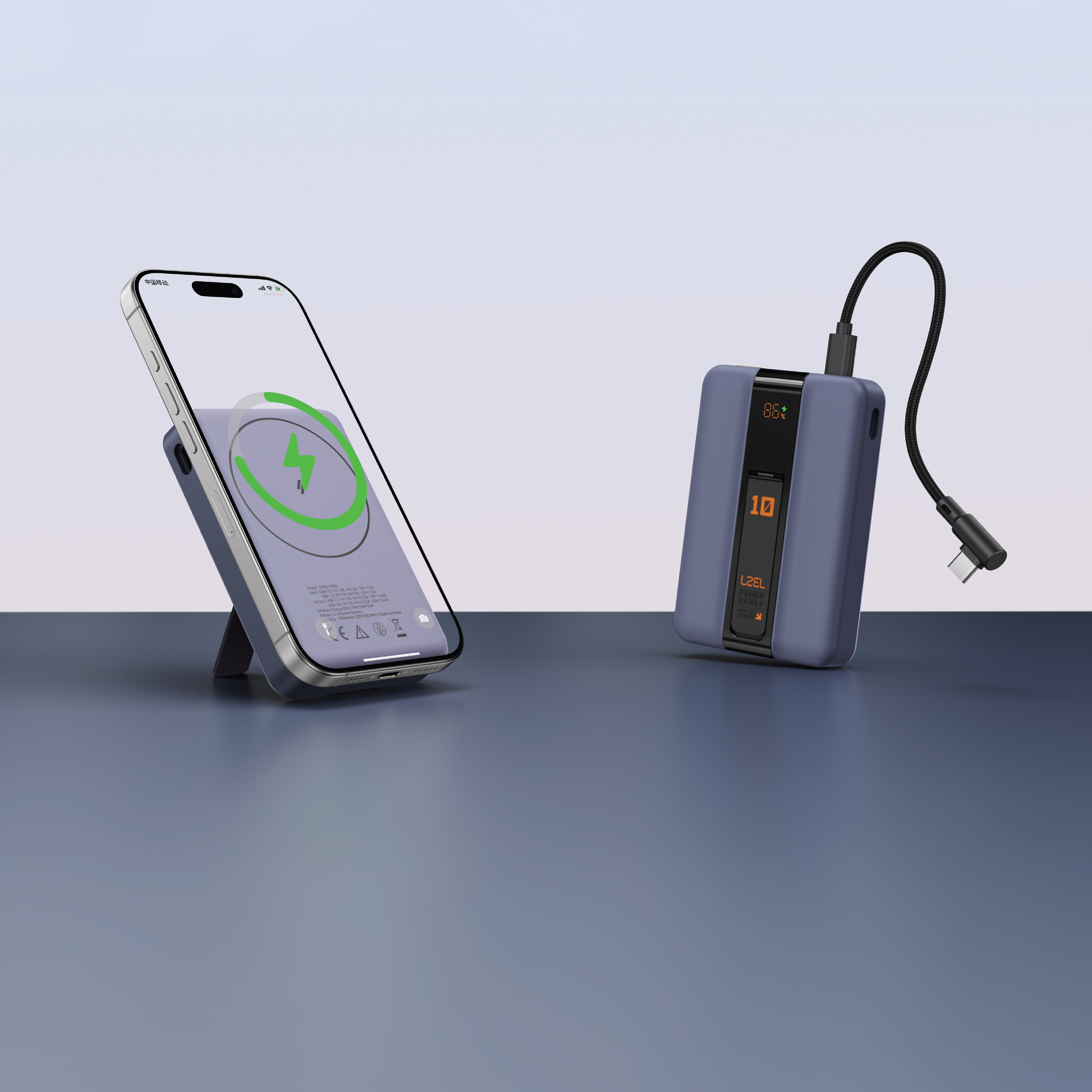 LZEL ZenoFlex MaxCharge 10000mAh Wireless Charging Power Bank | Navy Blue