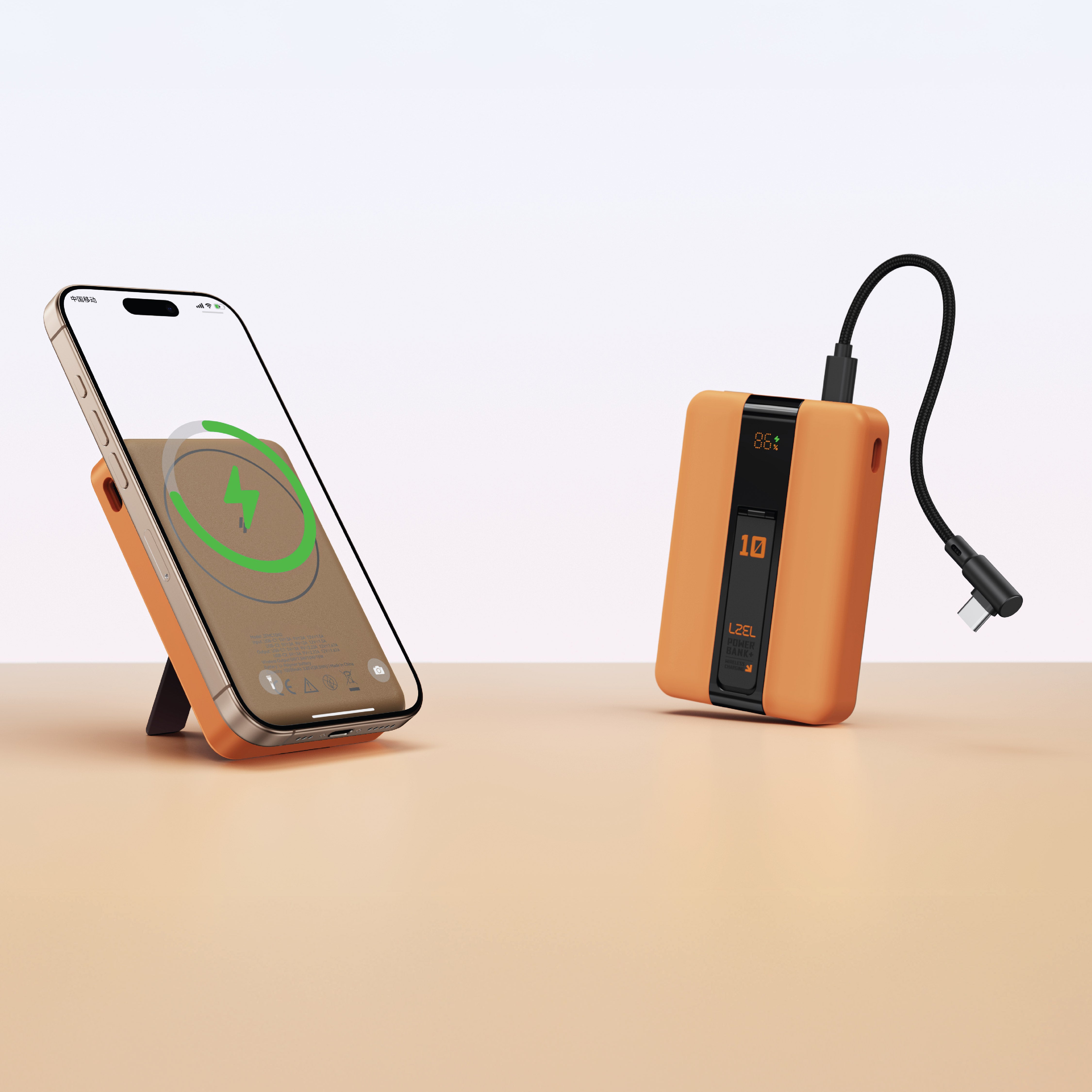 LZEL ZenoFlex MaxCharge 10000mAh Wireless Charging Power Bank | Orange