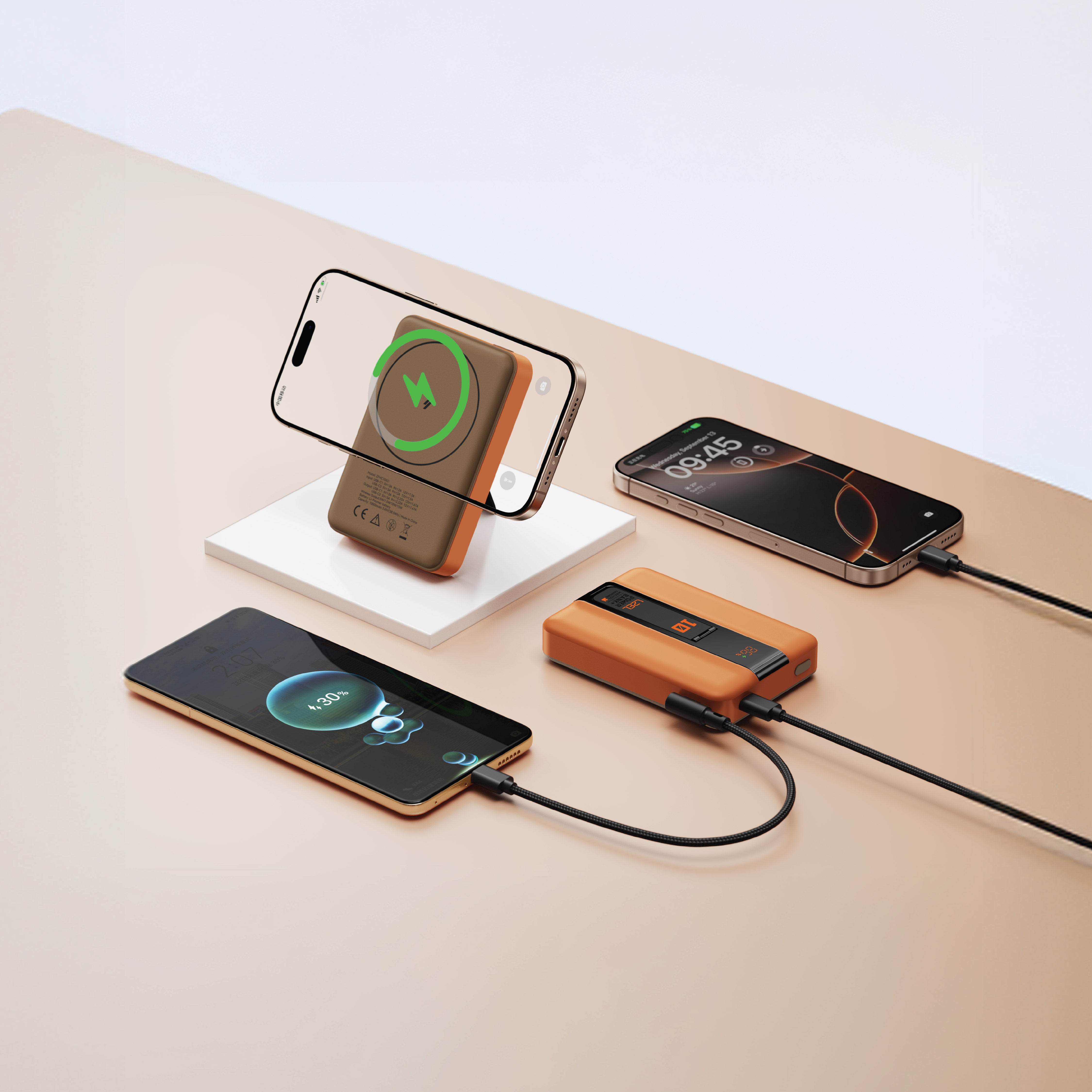 LZEL ZenoFlex MaxCharge 10000mAh Wireless Charging Power Bank | Orange