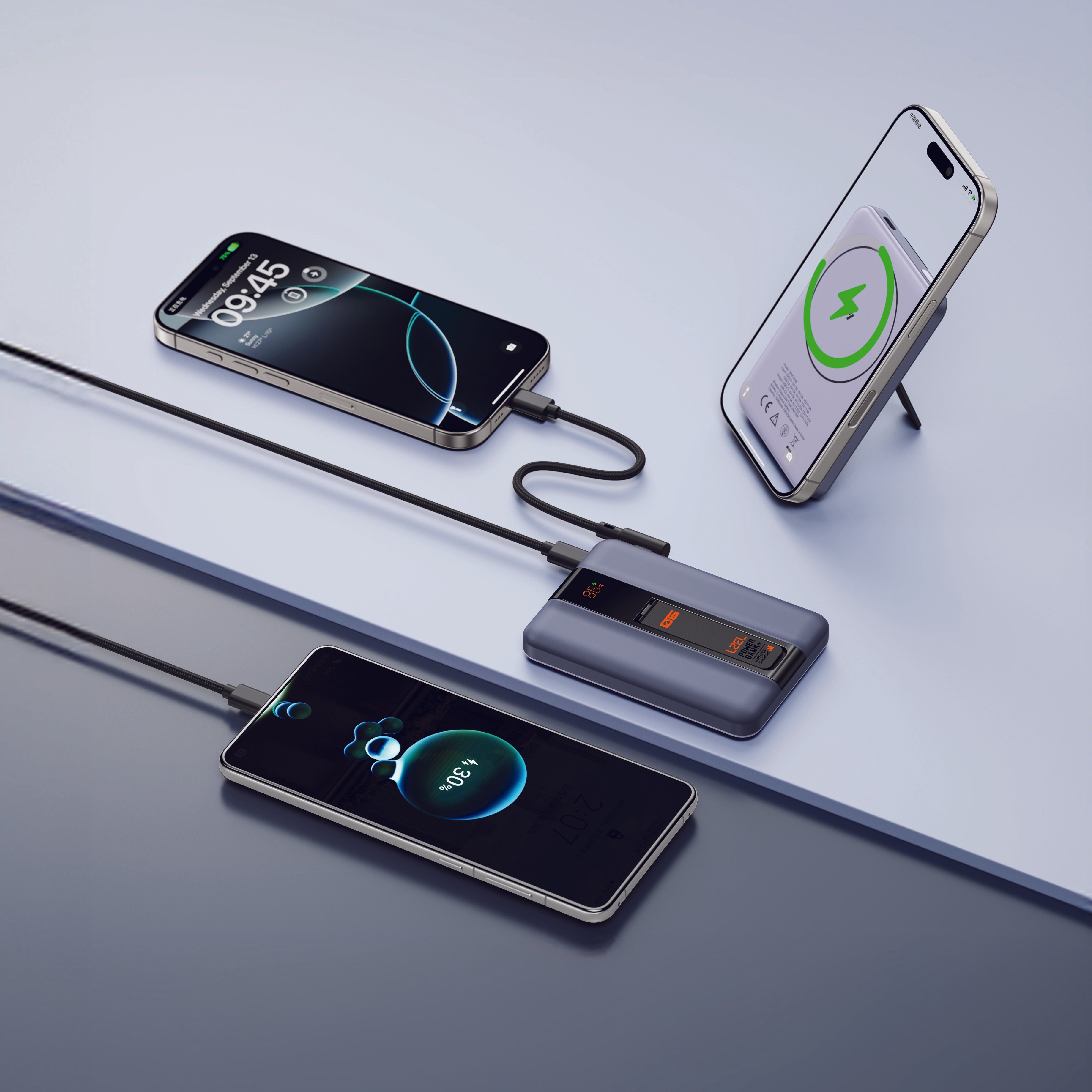 LZEL ZenoFlex MaxCharge 5000mAh Wireless Charging Power Bank | Navy Blue