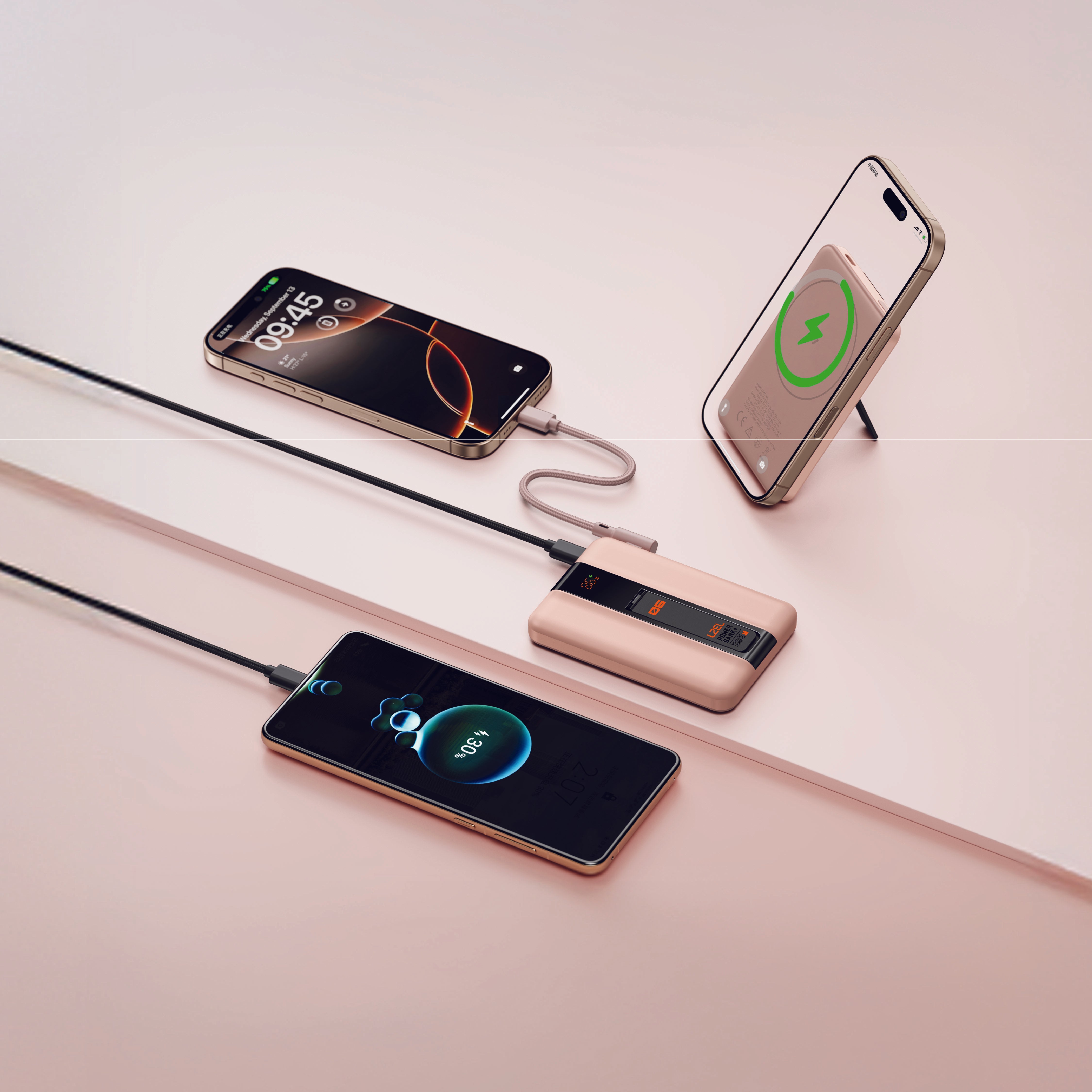 LZEL ZenoFlex MaxCharge 5000mAh Wireless Charging Power Bank | Mocha