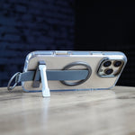 LZEL iPhone 16 Pro Max Primemag Grip Anti-drop Case With Metal Ring And Silicone Band | Clear/Gray