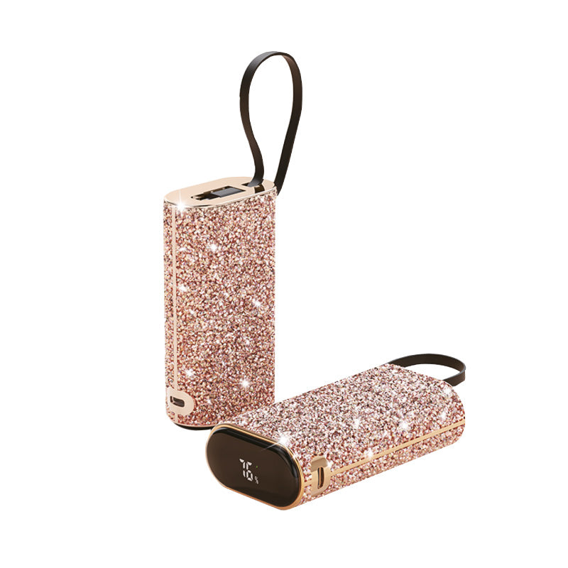 بطارية شحن متنقلة Power Pod Luxe بتصميم ألماسي من أسلي جلوبال سعة 10000 مللي أمبير مع كيبل Type-C مدمج PD| ذهبي