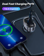 شاحن سيارة من  أسلي جلوبال بقوة 140 واط منفذين USB-C ومنفذ USB-A بتقنية Power Delivery مع شاشة  LED