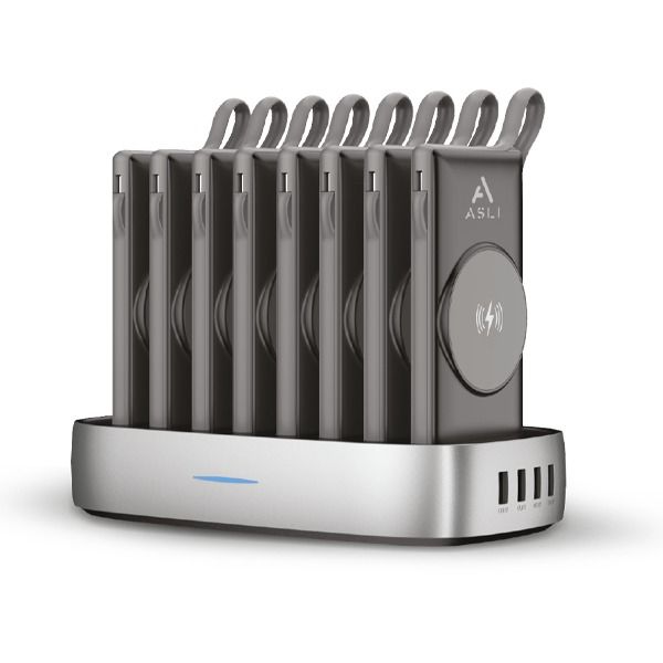 محطة الطاقة المحمولة من أسلي جلوبال 10000 مللي أمبير  × 8 تدعم الشحن اللاسلكي|أسود