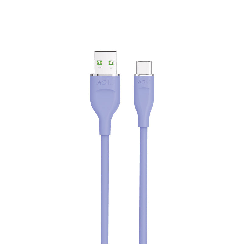 Asli Global Power Wire Lux Silicone Usb-A to Type-C Cable 2M | Purple