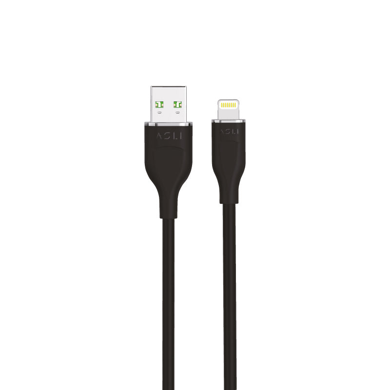 Asli Global Power Wire Lux Silicone Usb-A to Lightning Cable 2M | Black