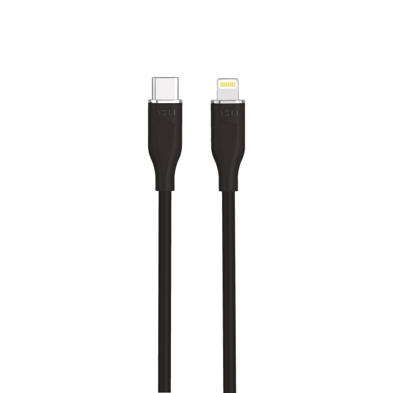 كيبل Power Wire Lux من أسلي جلوبال سيليكون USB-C إلى Lightning أثنين متر | أسود