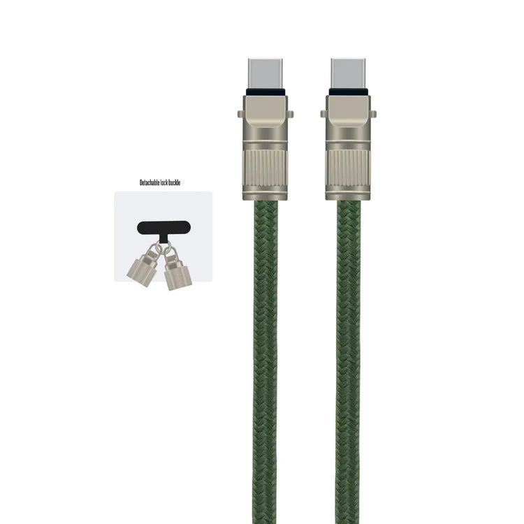 Asli Global USB-C to USB-C Zinc Alloy Braided 65W Lanyard Cable 0.3M