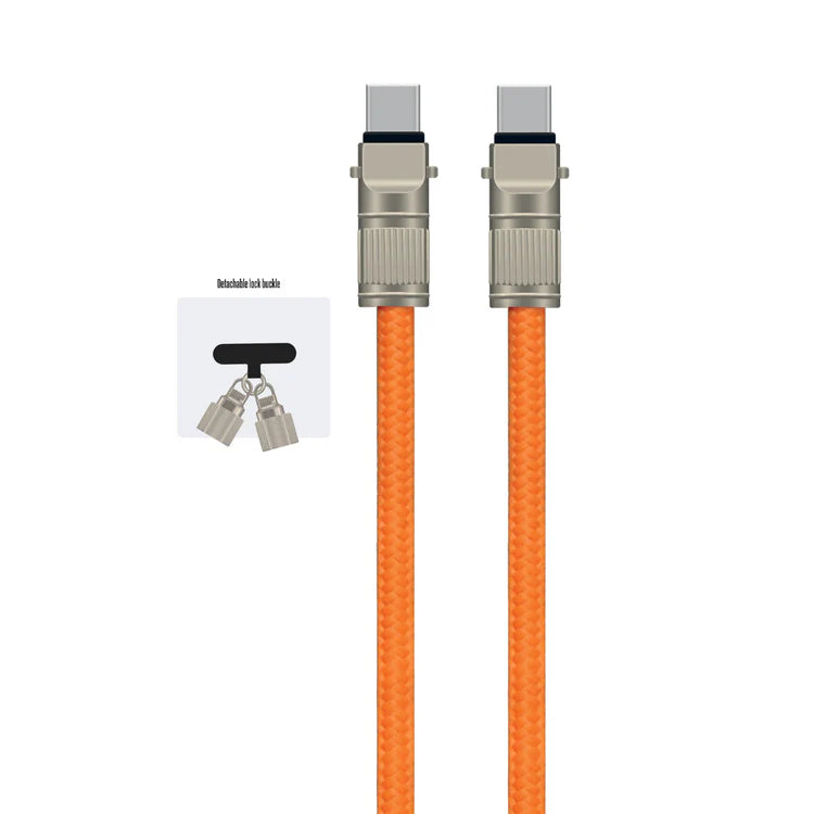 Asli Global USB-C to USB-C Zinc Alloy Braided 65W Lanyard Cable 0.3M