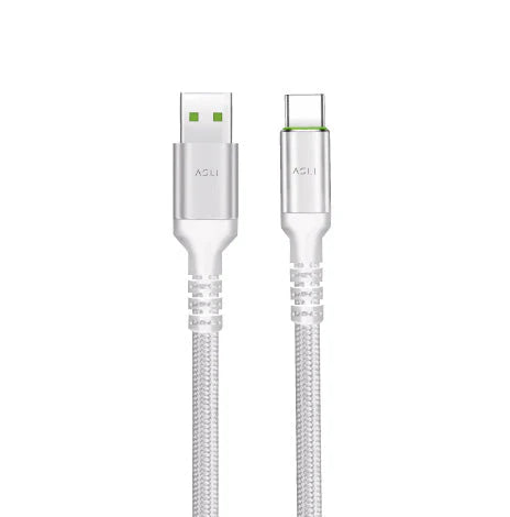 Asli USB-A to USB-C Cable Power Wire Max Nylon Braided Cable 1M | White