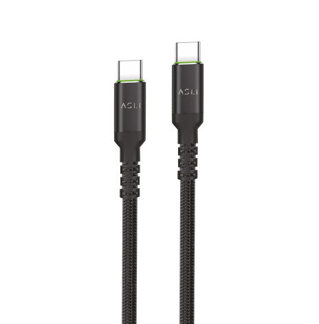 Asli USB-C to USB-C Cable PowerWire Max Nylon Braided Cable 6A Fast Charging 3M  | Black