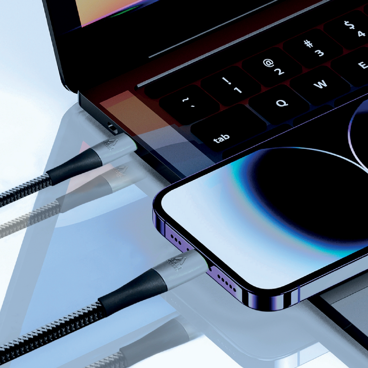 كيبل Power Wire Ultra من أسلي جلوبال  USB-C إلى Lightning مضفر من النايلون مقاس أثنين متر