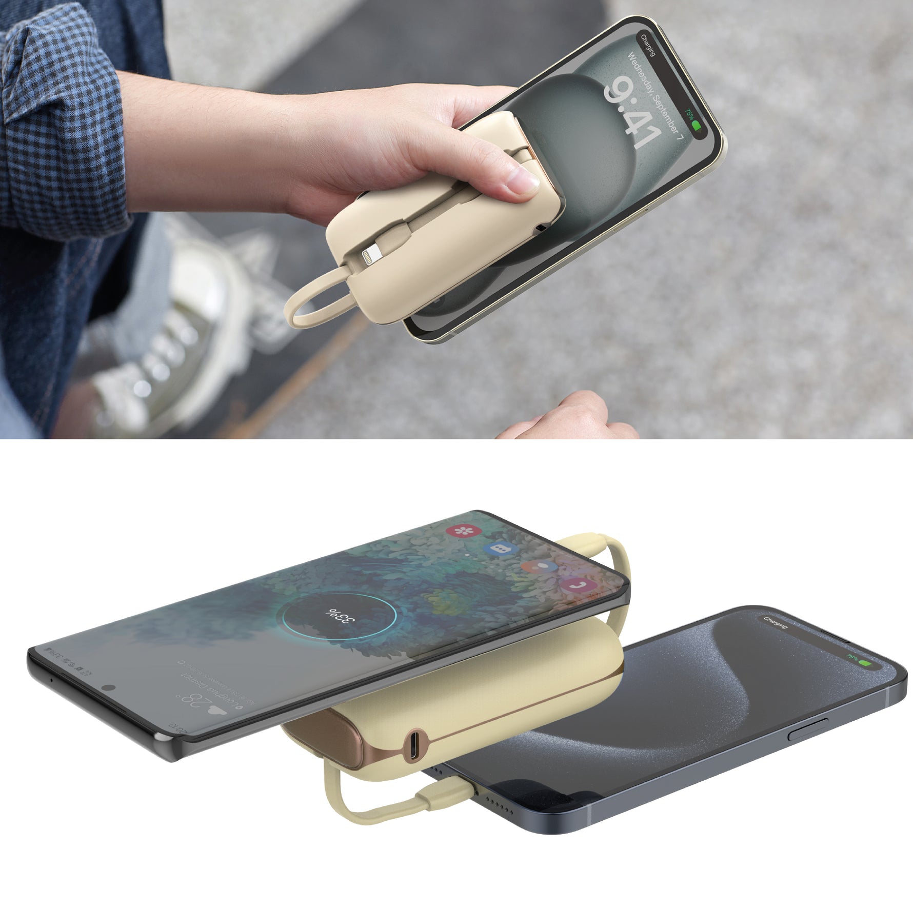 LZEL Quadra Energia X Station 10000mAh Charging Station Built In Cable Lightning And Type-C | Yellow