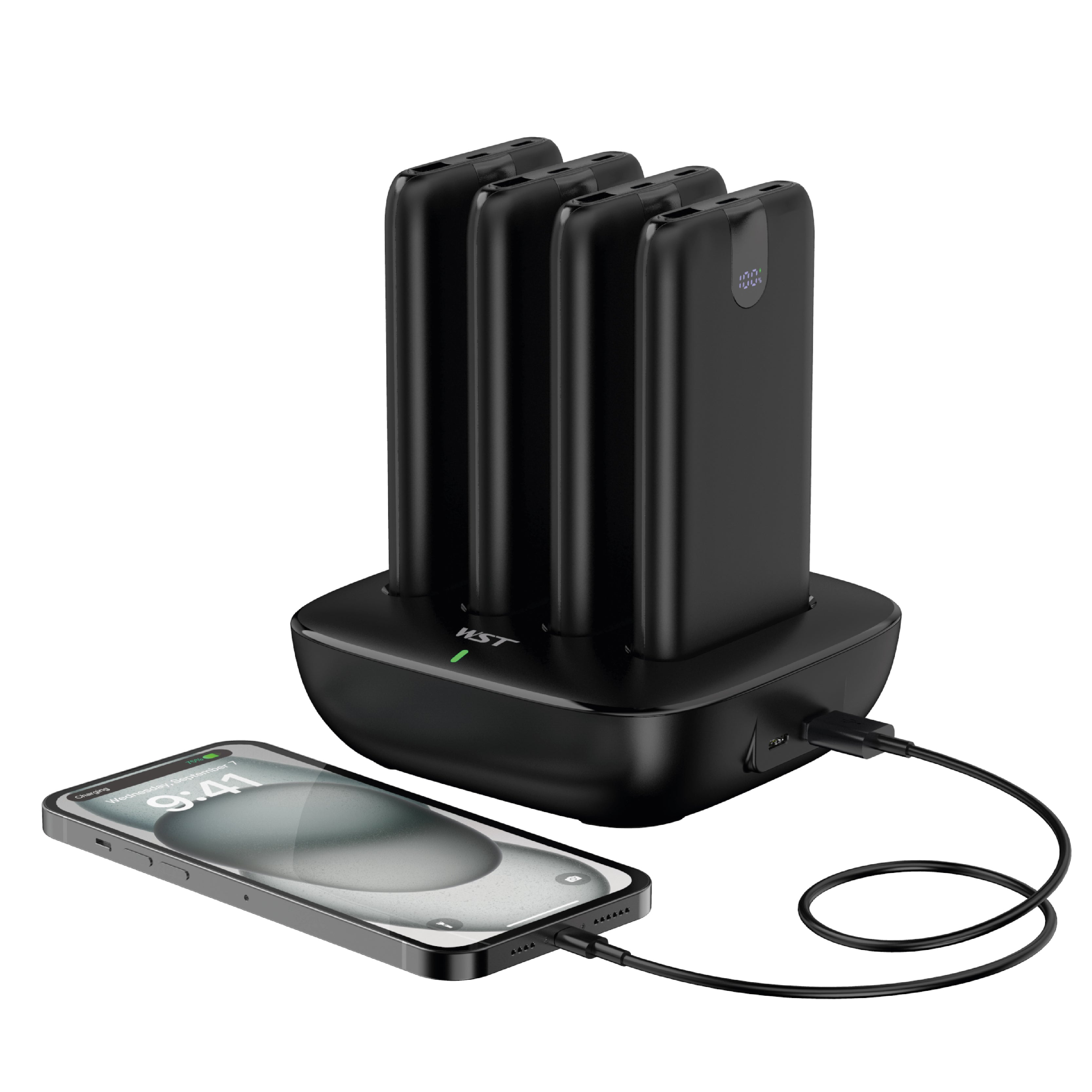 LZEL Quadra Energia Y Station 10000mah Charging Station Built In Cable Lightning And Type-c Black