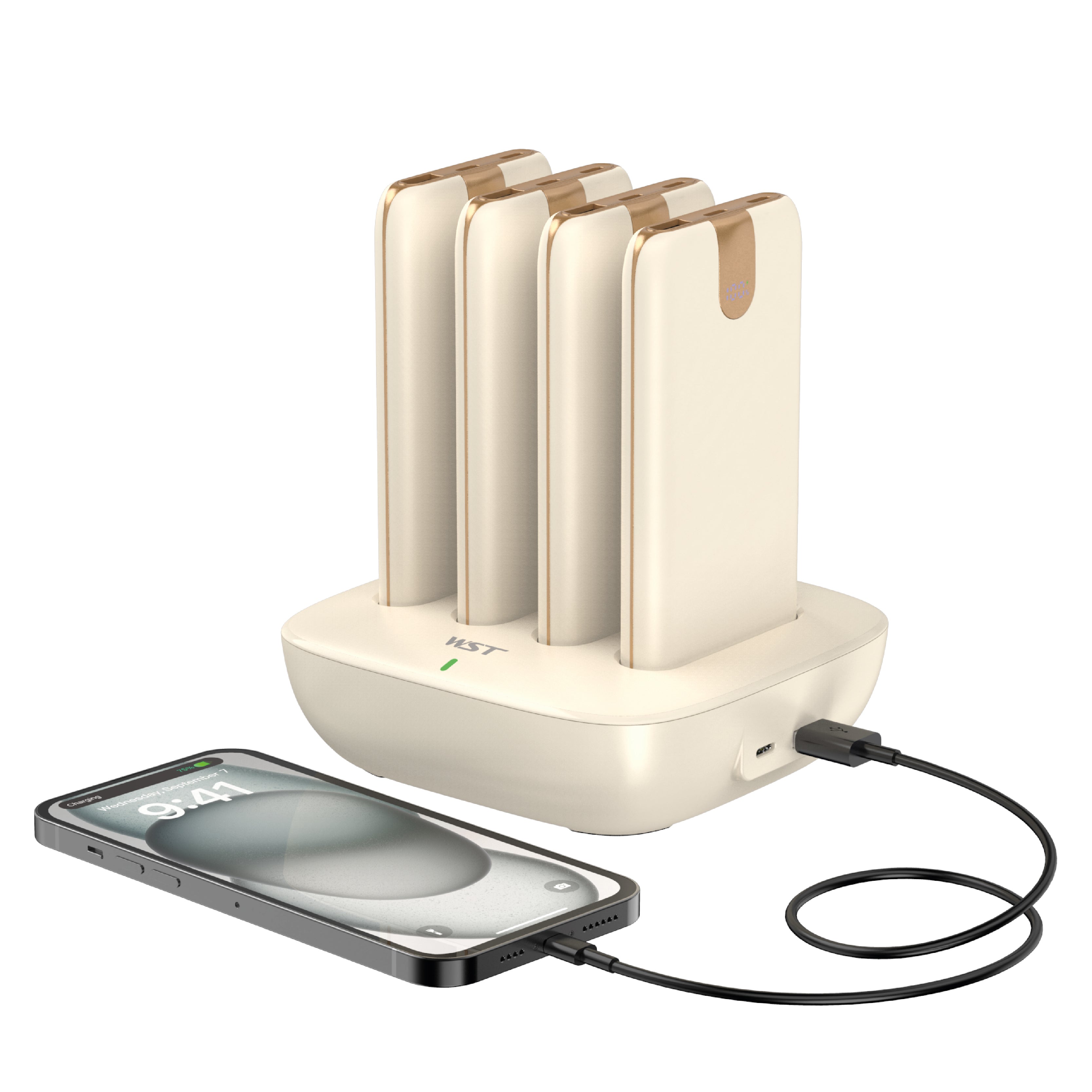 LZEL Quadra Energia Y Station 10000mah Charging Station Built In Cable Lightning And Type-C Yellow