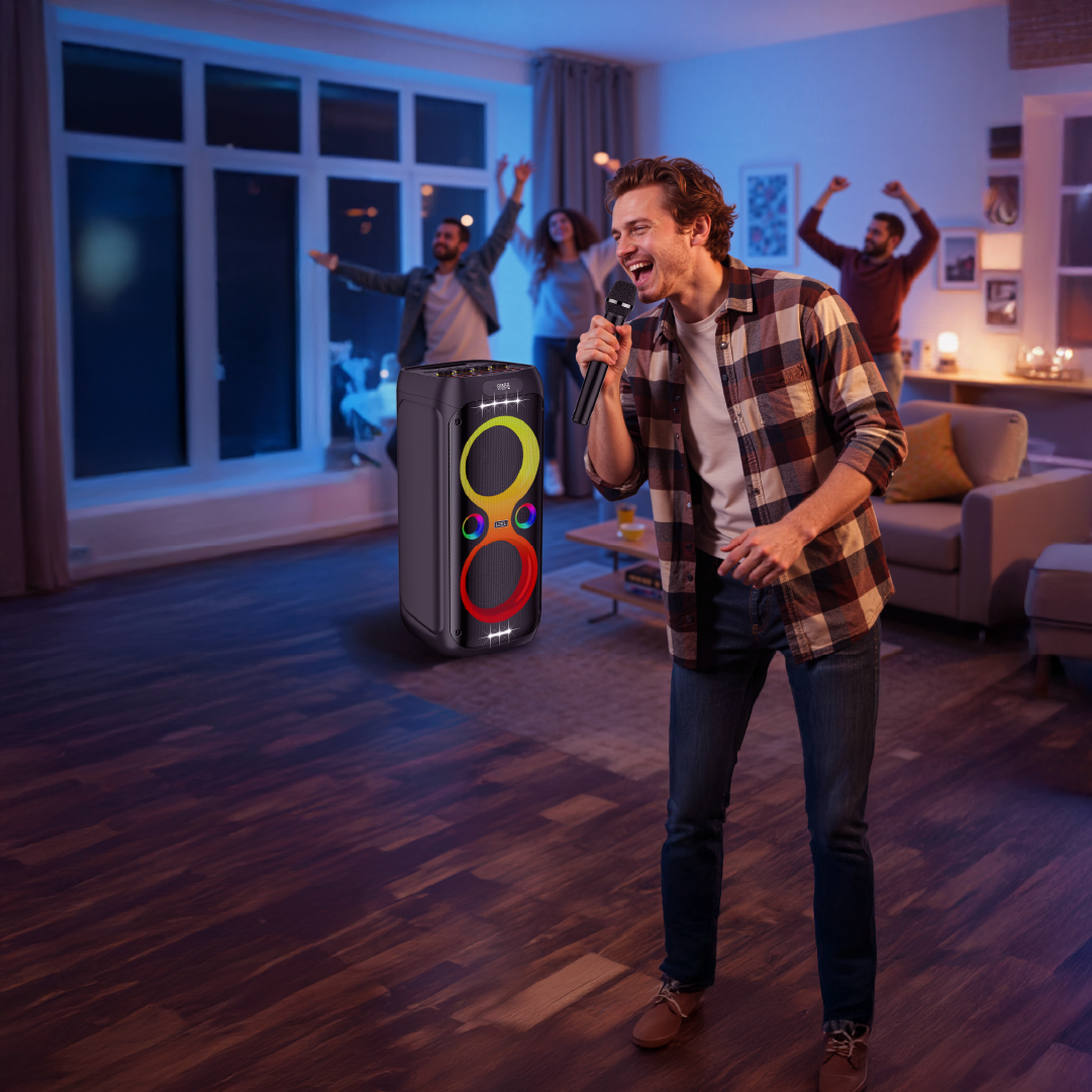 سماعة كاراوكي Lzel Aquilasonus A500 بتقنية البلوتوث، مع شاشة عرض LED، بقدرة عالية 80 واط وبطارية بسعة 6000 مللي أمبير