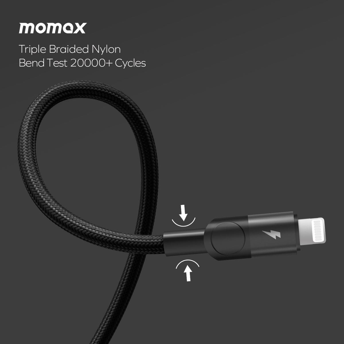 كيبل Momax Mag.Link بطرف USB-C إلى Lightning مغناطيسي 60 واط بطول 1 متر | أسود